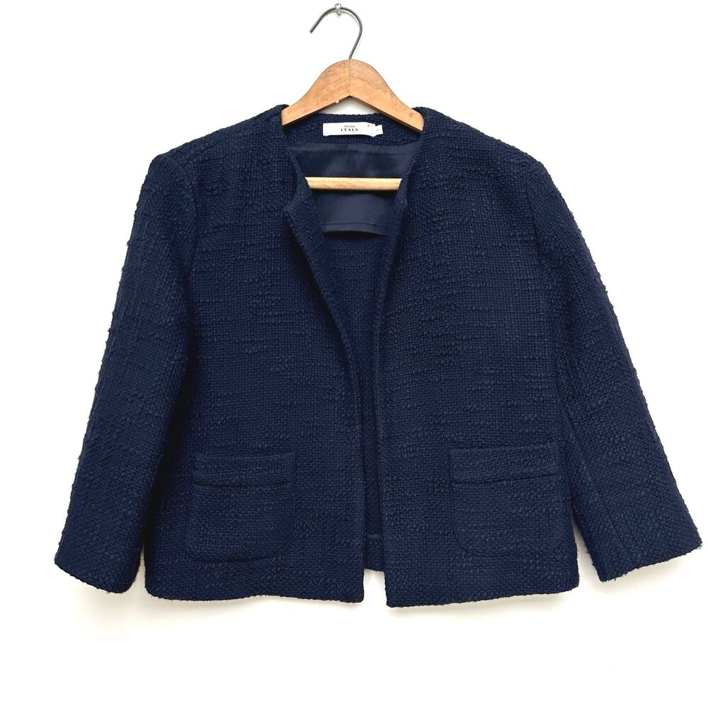 0039 Italy Navy Blue Textured Blazer Jacket - Size S